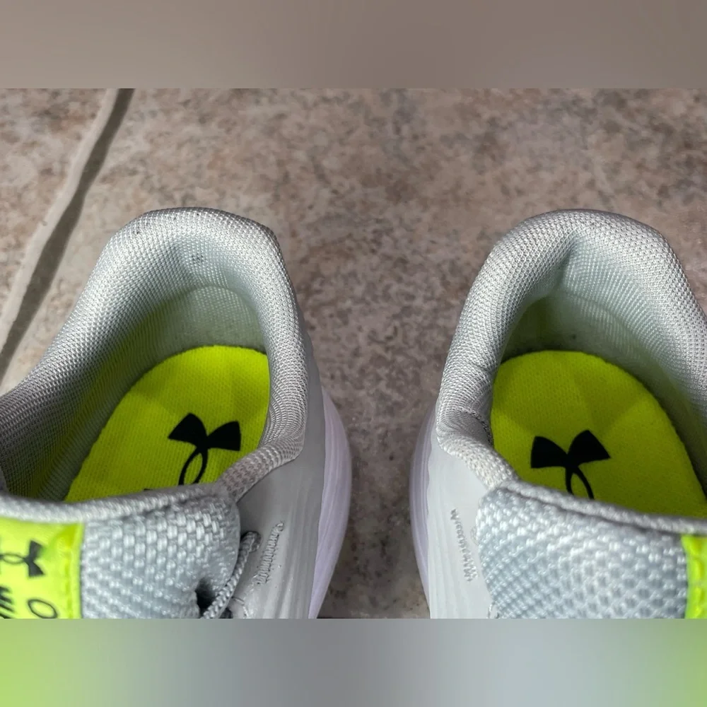 Under Armour Kids Gray and Neon Green Sneakers size 13